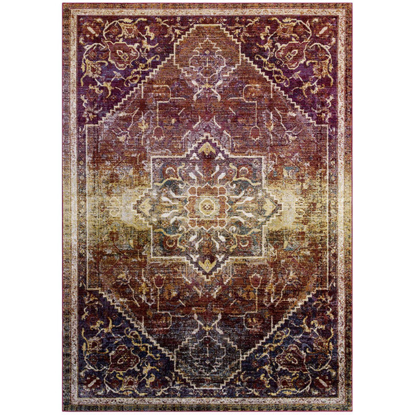 Success Kaede Transitional Distressed Vintage Floral Persian Medallion 8X10 Area Rug R 1157A 810 by Modway Furniture