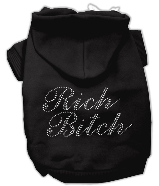 Rich Bitch Rhinestone Hoodies Black L (14) 54-72 LGBK By Mirage