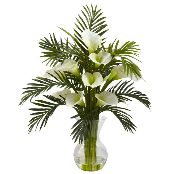 Calla Lily & Palm Combo 1301-CR By Nearly Natural