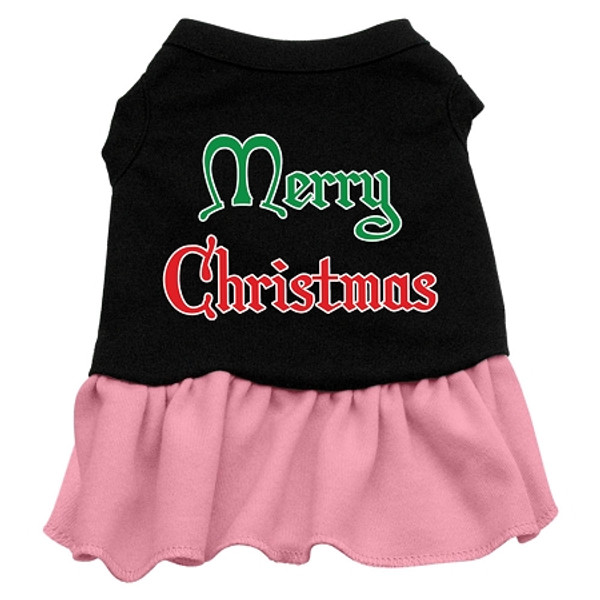 Merry Christmas Screen Print Dress Black With Pink Lg (14) 57-35 LGBKPK By Mirage