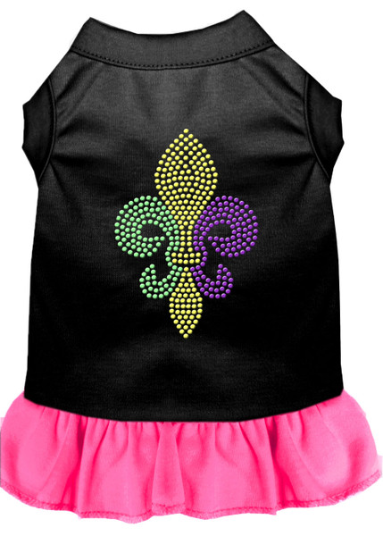 Mardi Gras Fleur De Lis Rhinestone Dress Black With Bright Pink Med 57-57 MDBPBPK By Mirage