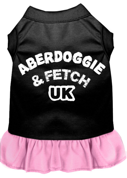 Aberdoggie Uk Screen Print Dog Dress Black With Light Pink Sm (10) 58-02 SMBKPK By Mirage