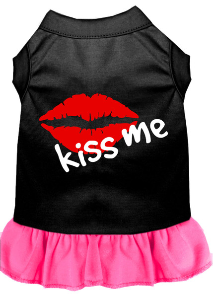 Kiss Me Screen Print Dress Black With Bright Pink Sm (10) 58-10 SMBPBPK By Mirage