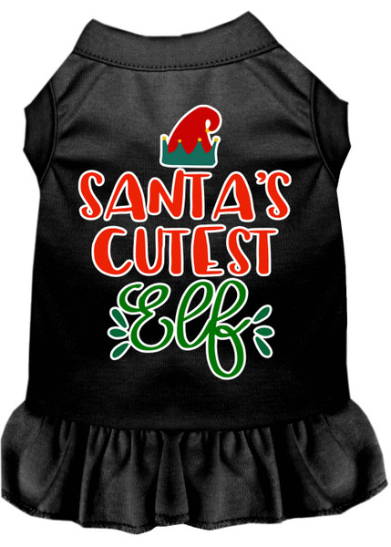 Santa'S Cutest Elf Screen Print Dog Dress Black Lg 58-408 BKLG By Mirage