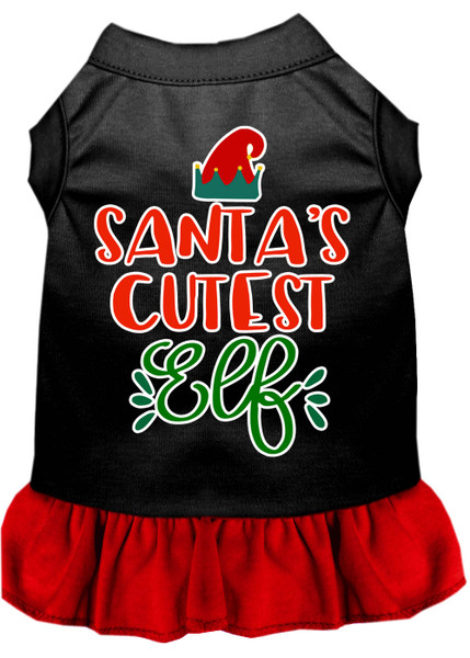 Santa'S Cutest Elf Screen Print Dog Dress Black With Red Med 58-408 BKRDMD By Mirage