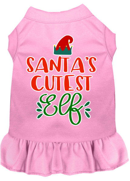 Santa'S Cutest Elf Screen Print Dog Dress Light Pink Xxxl 58-408 LPKXXXL By Mirage