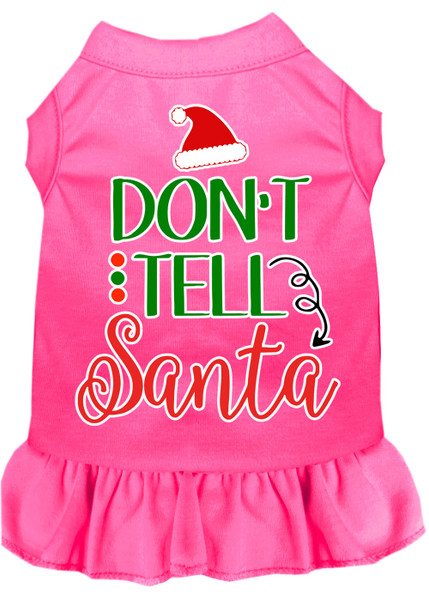 Don'T Tell Santa Screen Print Dog Dress Bright Pink 4X 58-410 BPK4X By Mirage