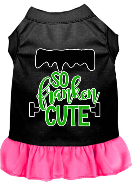 So Franken Cute Screen Print Dog Dress Black With Bright Pink Med 58-433 BKBPKMD By Mirage