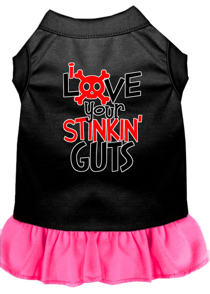 Love Your Stinkin Guts Screen Print Dog Dress Black With Bright Pink Lg 58-439 BKBPKLG By Mirage
