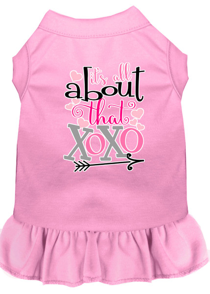 All About The Xoxo Screen Print Dog Dress Light Pink 4X 58-440 LPK4X By Mirage