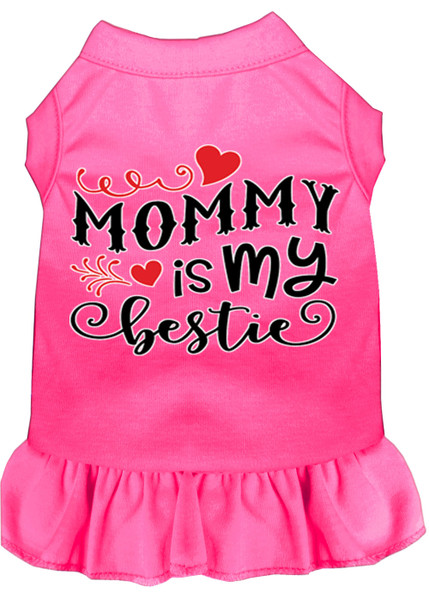 Mommy Is My Bestie Screen Print Dog Dress Bright Pink 4X (22) 58-451 BPK4X By Mirage