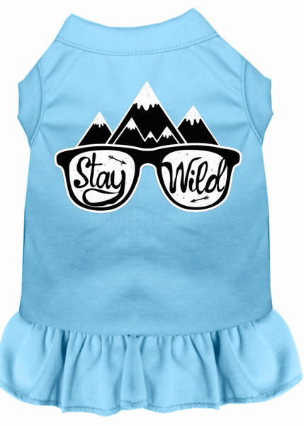 Stay Wild Screen Print Dog Dress Baby Blue 4X (22) 58-57 BBL4X By Mirage