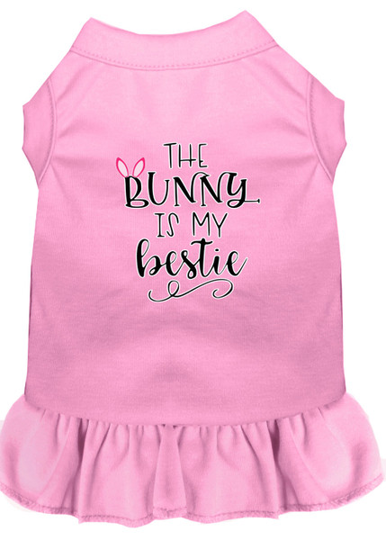 Bunny Is My Bestie Screen Print Dog Dress Light Pink 4X (22) 58-68 LPK4X By Mirage