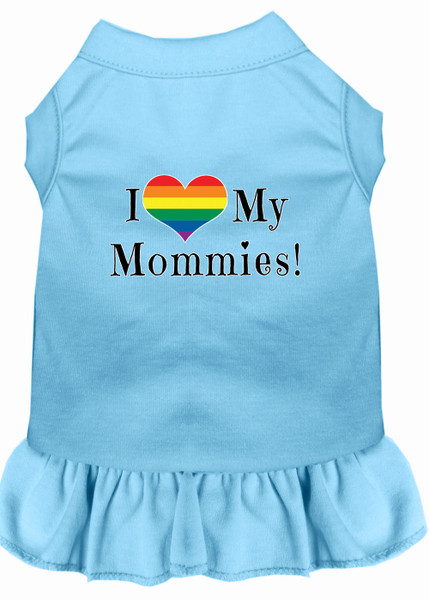 I Heart My Mommies Screen Print Dog Dress Baby Blue 4X 58-76 BBL4X By Mirage