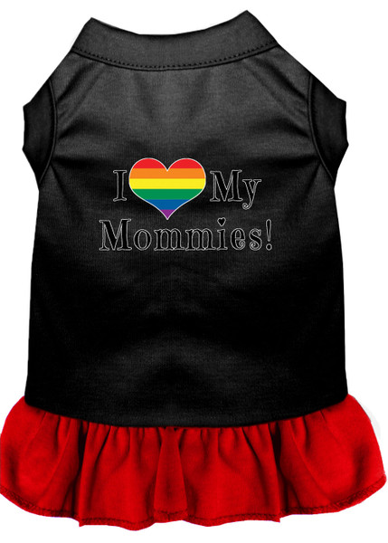 I Heart My Mommies Screen Print Dog Dress Black With Red Lg 58-76 BKRDLG By Mirage