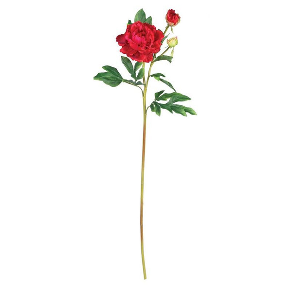 38.5" Peony With Leaves Stem (Set Of 12) 2126-RD By Nearly Natural