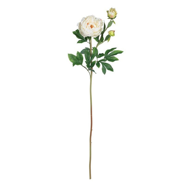 38.5" Peony With Leaves Stem (Set Of 12) 2126-WH By Nearly Natural