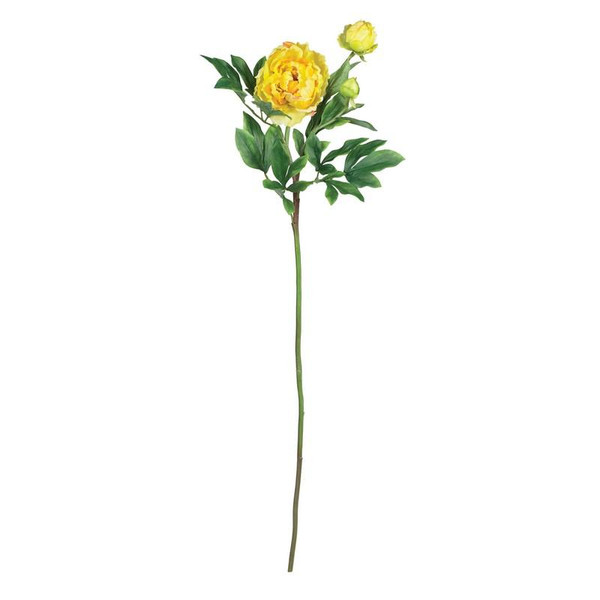38.5" Peony With Leaves Stem (Set Of 12) 2126-YL By Nearly Natural
