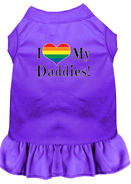 I Heart My Daddies Screen Print Dog Dress Purple 4X 58-78 PR4X By Mirage