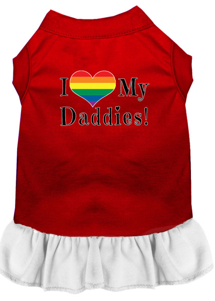 I Heart My Daddies Screen Print Dog Dress Red With White Lg 58-78 RDWTLG By Mirage