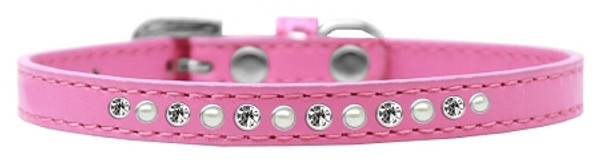 Pearl And Clear Crystal Size 10 Bright Pink Puppy Collar 611-04 BPK-10 By Mirage