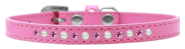 Pearl And Pink Crystal Size 10 Bright Pink Puppy Collar 611-05 BPK-10 By Mirage