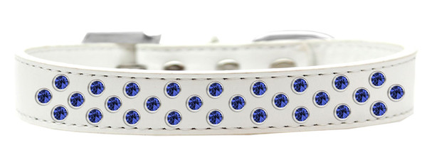 Sprinkles Dog Collar Blue Crystals Size 12 White 615-03 WT-12 By Mirage