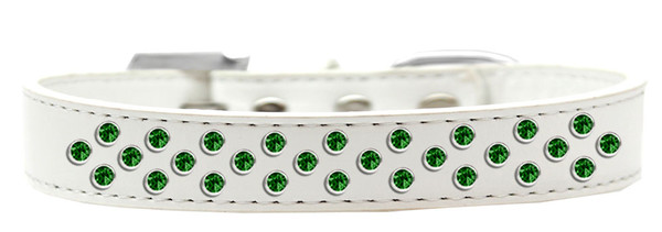 Sprinkles Dog Collar Emerald Green Crystals Size 12 White 615-05 WT-12 By Mirage