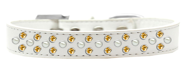 Sprinkles Dog Collar Pearl And Yellow Crystals Size 16 White 616-11 WT-16 By Mirage