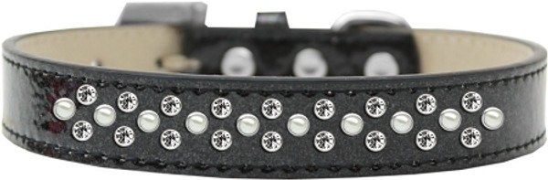 Sprinkles Ice Cream Dog Collar Pearl And Clear Crystals Size 12 Black 616-12 BK-12 By Mirage