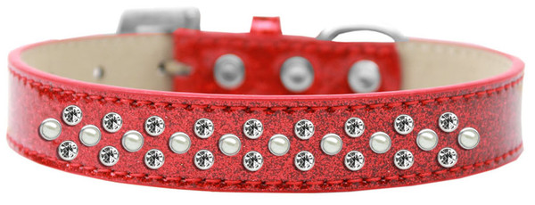 Sprinkles Ice Cream Dog Collar Pearl And Clear Crystals Size 12 Red 616-12 RD-12 By Mirage