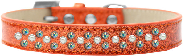 Sprinkles Ice Cream Dog Collar Pearl And Ab Crystals Size 18 Orange 616-13 OR-18 By Mirage