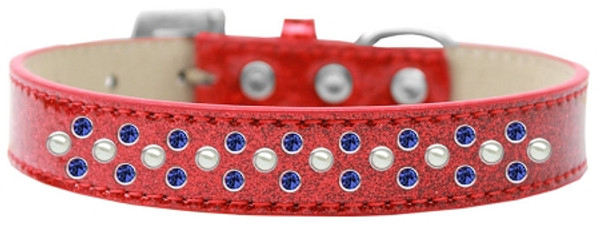 Sprinkles Ice Cream Dog Collar Pearl And Blue Crystals Size 16 Red 616-14 RD-16 By Mirage