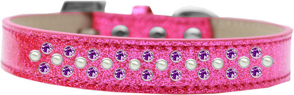 Sprinkles Ice Cream Dog Collar Pearl And Purple Crystals Size 12 Pink 616-20 PK-12 By Mirage