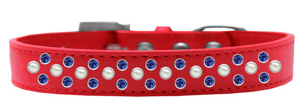 Sprinkles Dog Collar Pearl And Blue Crystals Size 16 Red 616-3 RD-16 By Mirage