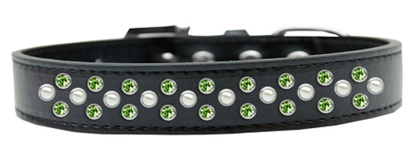 Sprinkles Dog Collar Pearl And Lime Green Crystals Size 14 Black 616-6 BK-14 By Mirage