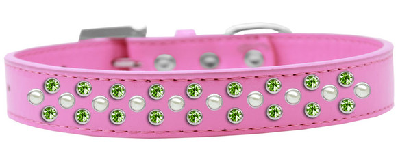 Sprinkles Dog Collar Pearl And Lime Green Crystals Size 18 Bright Pink 616-6 BPK-18 By Mirage