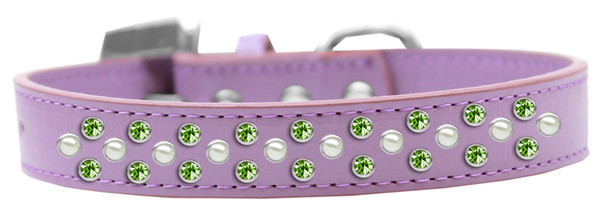 Sprinkles Dog Collar Pearl And Lime Green Crystals Size 14 Lavender 616-6 LV-14 By Mirage