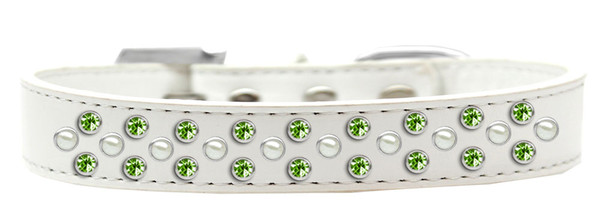 Sprinkles Dog Collar Pearl And Lime Green Crystals Size 16 White 616-6 WT-16 By Mirage
