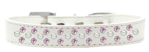 Sprinkles Dog Collar Pearl And Light Pink Crystals Size 14 White 616-7 WT-14 By Mirage