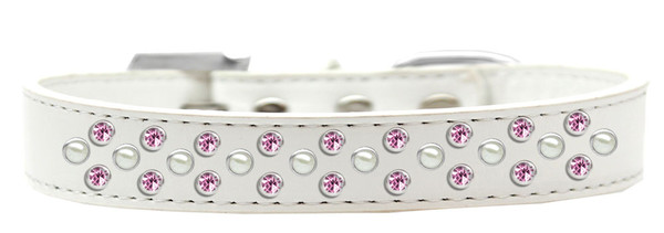 Sprinkles Dog Collar Pearl And Light Pink Crystals Size 18 White 616-7 WT-18 By Mirage