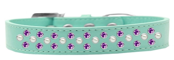 Sprinkles Dog Collar Pearl And Purple Crystals Size 16 Aqua 616-9 AQ-16 By Mirage