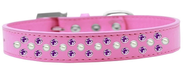 Sprinkles Dog Collar Pearl And Purple Crystals Size 18 Bright Pink 616-9 BPK-18 By Mirage