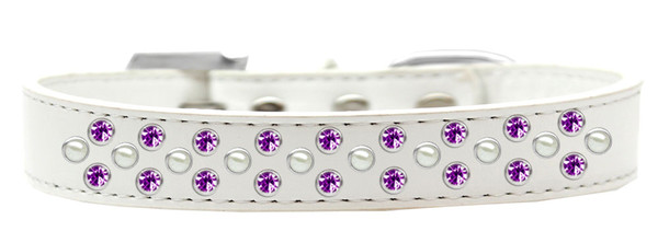 Sprinkles Dog Collar Pearl And Purple Crystals Size 14 White 616-9 WT-14 By Mirage
