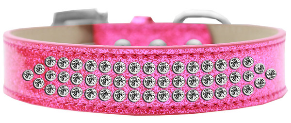 Three Row Clear Crystal Ice Cream Dog Collar Pink Size 12 619-1 12-PK By Mirage