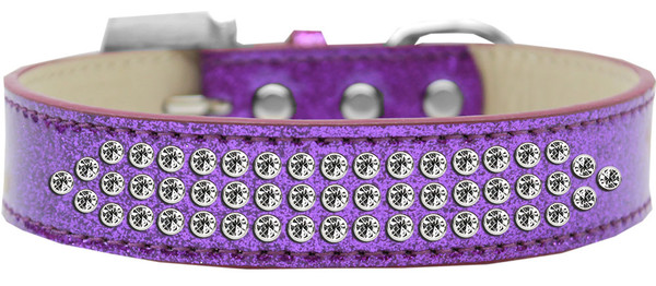 Three Row Clear Crystal Ice Cream Dog Collar Purple Size 18 619-1 18-PR By Mirage