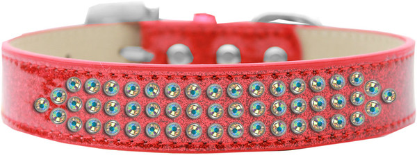 Three Row Ab Crystal Ice Cream Dog Collar Red Size 12 619-2 12-RD By Mirage