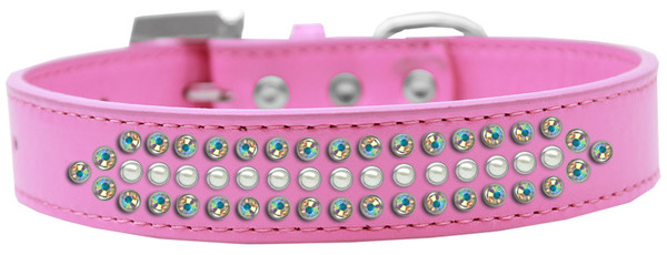 Ritz Pearl And Ab Crystal Dog Collar Bright Pink Size 18 620-2 18-BPK By Mirage