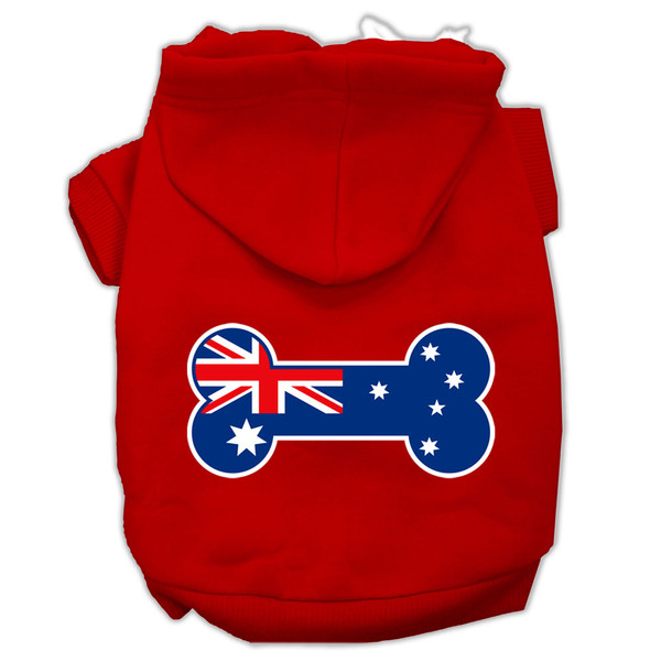 Bone Shaped Australian Flag Screen Print Pet Hoodies Red Size Xl (16) 62-09 XLRD By Mirage