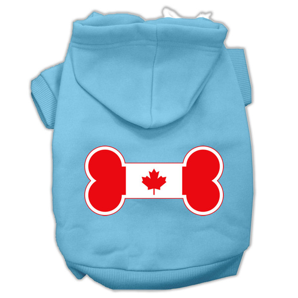 Bone Shaped Canadian Flag Screen Print Pet Hoodies Baby Blue Xxl (18) 62-10 XXLBBL By Mirage